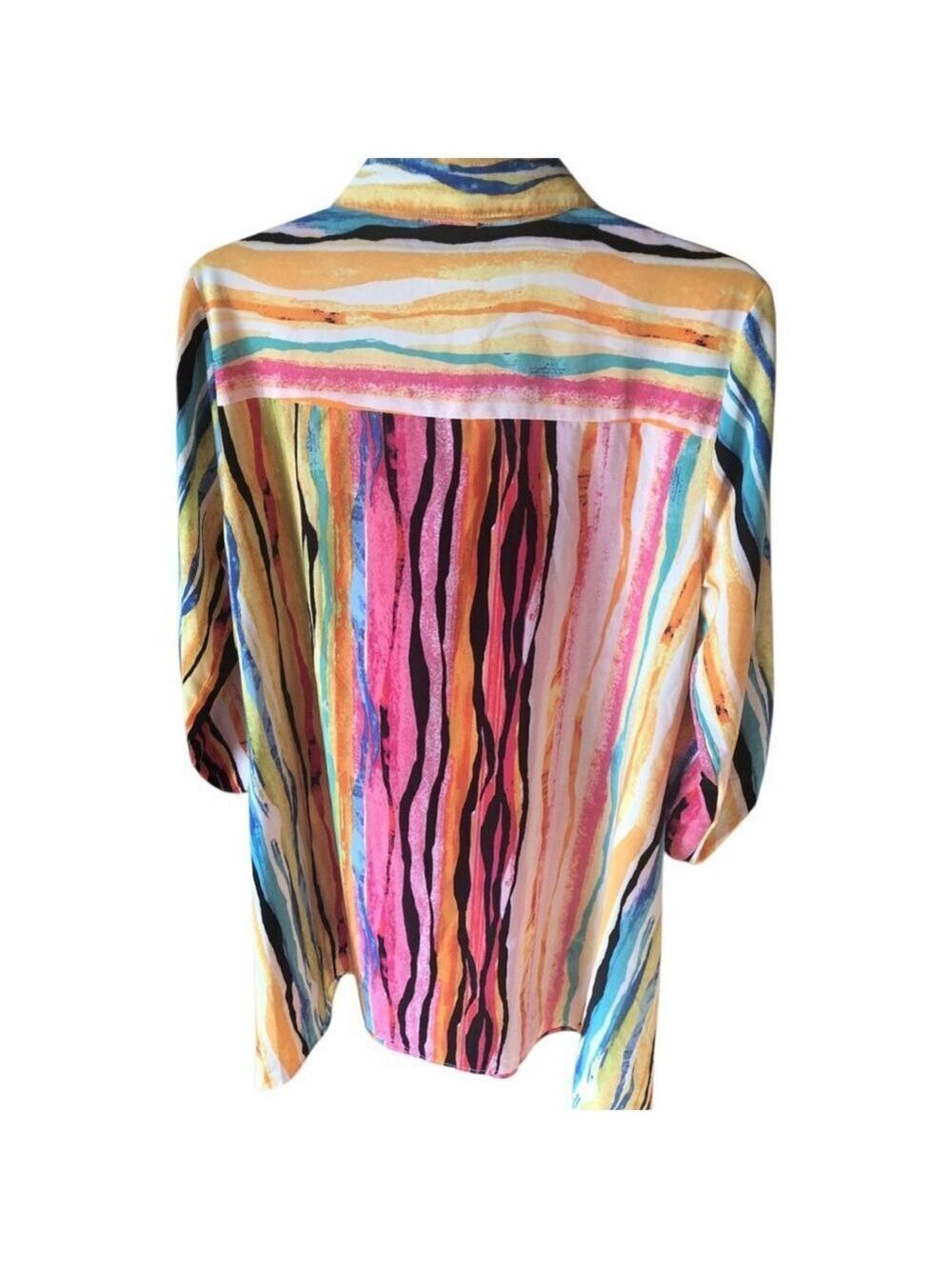 Melissa Paige Multi Stripe Shirt Dress Size M/L - Picture 6 of 7